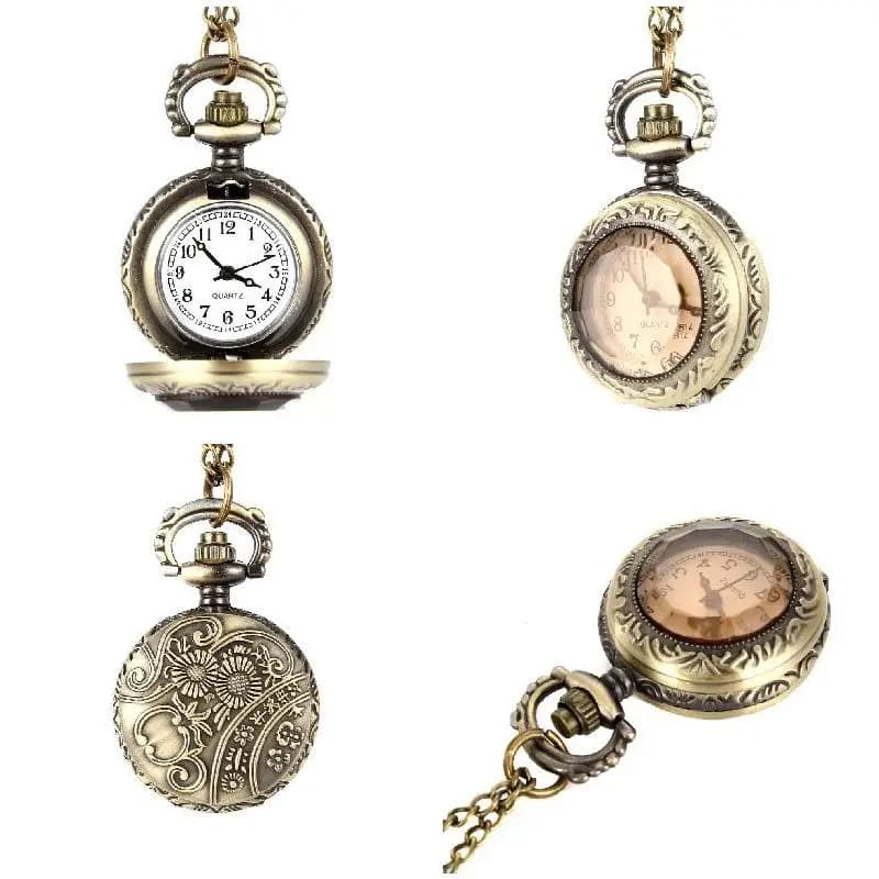 Moda uomo donna Vintage orologio da tasca al quarzo lega di vetro cupola collana pendente Unisex maglione catena orologio regali