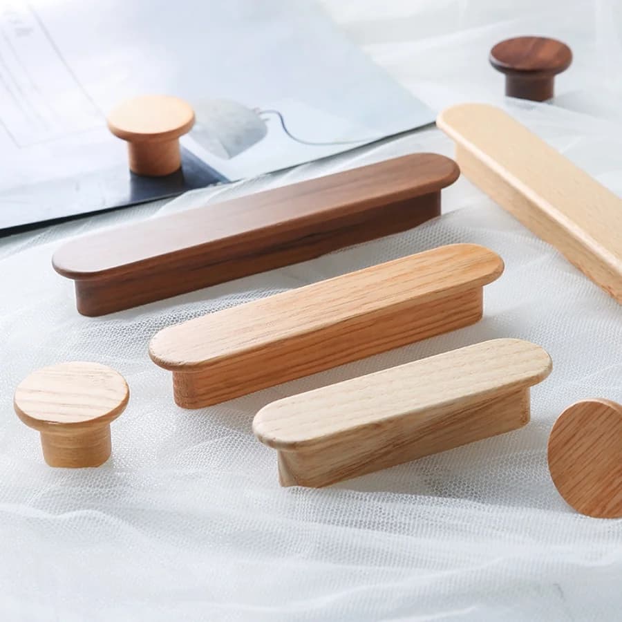 Wooden knobs with T bar for walnut cabinet door, drawer handles, wardrobe, kitchen cabinet, toilet, wooden furniture handles