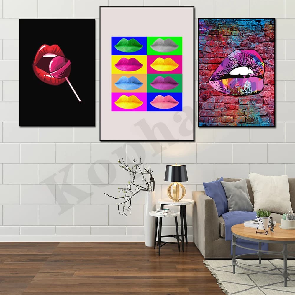 Moda labbra cultura pop salone di bellezza decorazione della parete di casa arte tela pittura