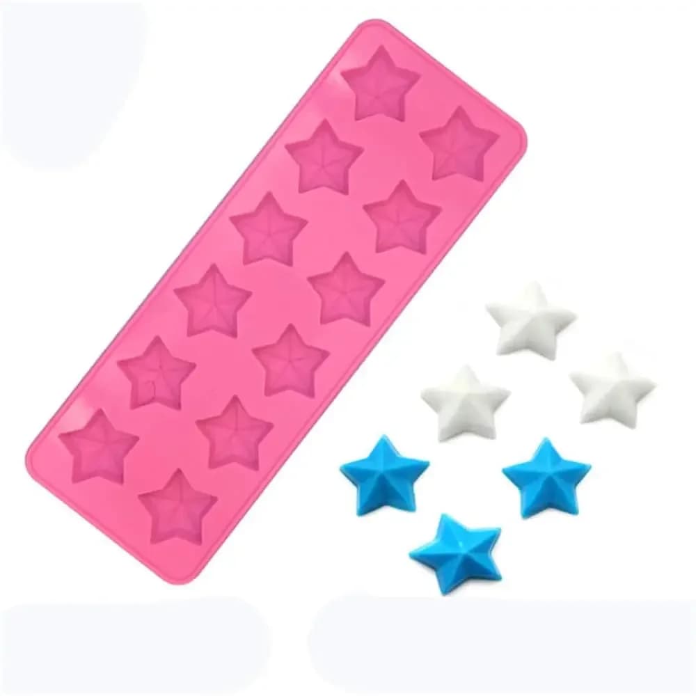 2 stampi in silicone a forma di stella con 12 fori per torte, gelatine, budini, dessert, cubetti di ghiaccio, cioccolato