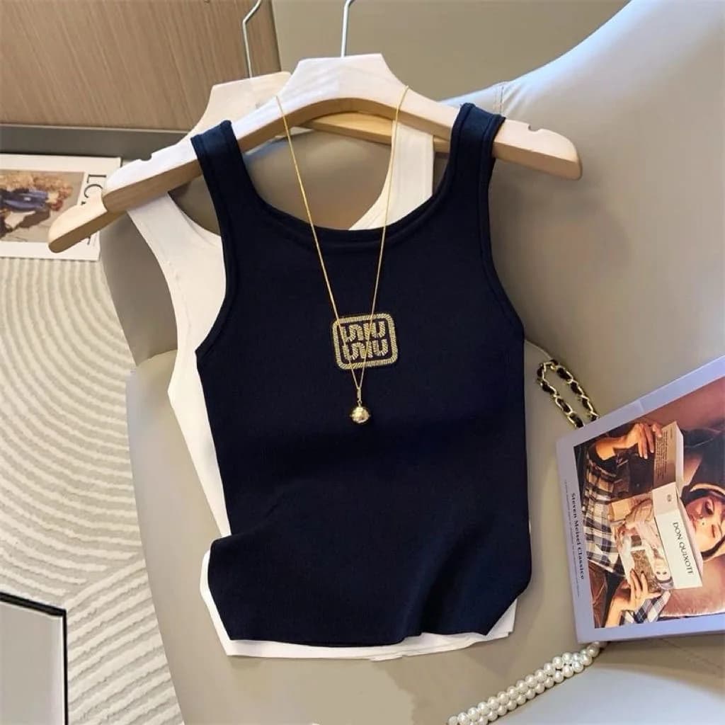 Canottiere da donna in pizzo lavorato a maglia estivo Camis senza spalline Gilet corto Gotico Harajuku Fairycore Dolce senza schienale Slim Fit Elegante abbigliamento casual