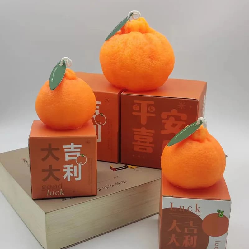 4pcs Creative Ugly Orange Scented Candle Big Orange Fortune Theme Orange Fragrance Candle Cute Desktop Ornament Wedding Gift