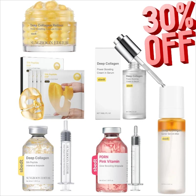 Set Coreano Multi-Effetto per la Cura della Pelle al Collagene, Ampolla Intensiva al Peptide di Seta e Ampolla Illuminante PDRN, Siero Crema Spray Potenziante al Retinolo