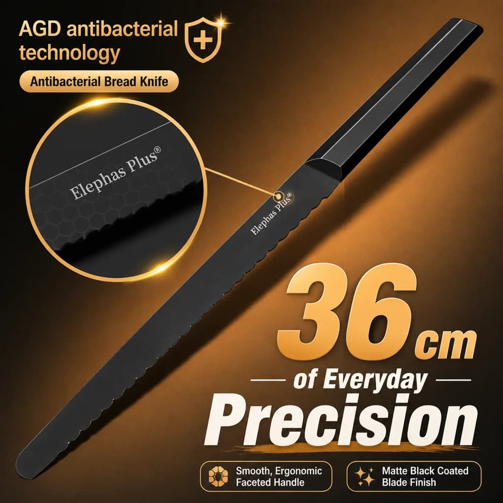 ELephas PLus 9 Inches Bread Knife Kitchen Cutting Bread Cheese Knife Integrated Steel Knife Professional Knives