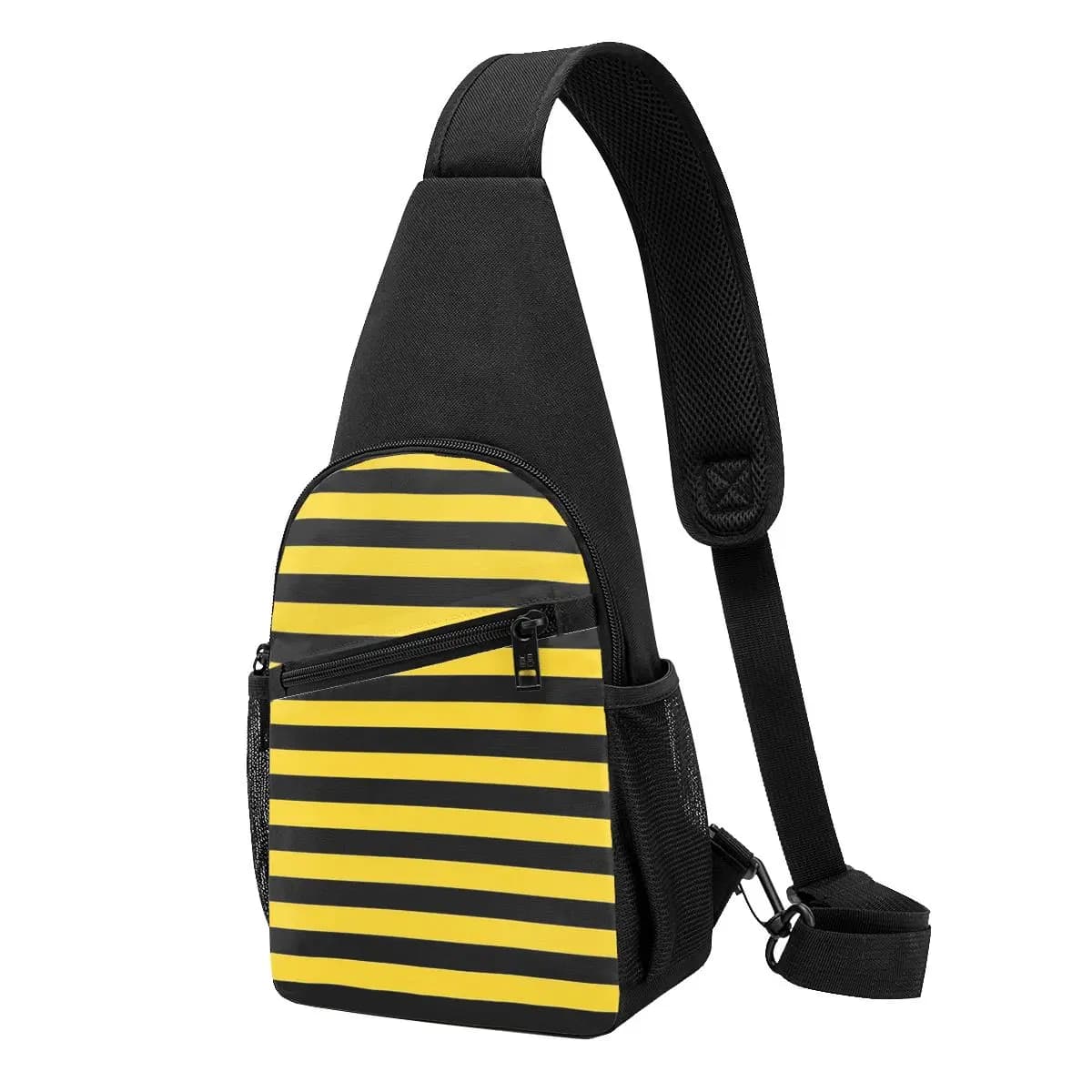 Yellow And Black Stripes In The Color Of Bees Chest Bag Men Sling Crossbody Backpack Chest Bag Traveling Daypack Shoulder Bag