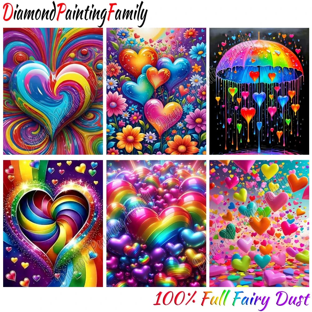 Pittura diamante Famiglia Colore Cuore Fata piena Polvere Diamante Punto Arte Resina di cristallo Kit di pittura a mosaico AB Trapano Set punto croce