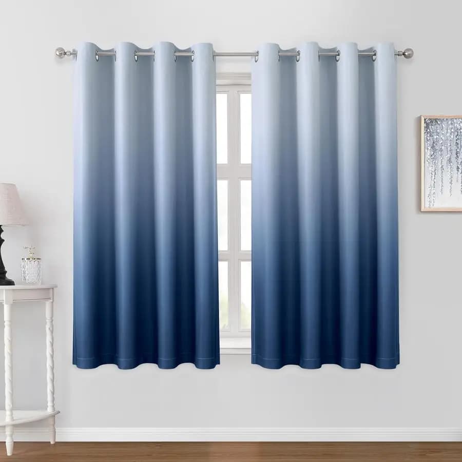 Dark Curtains Navy Blue 52 x 63 Insulation, Thermal Insulation and Energy Saving, with Eyelets, 2 Panels