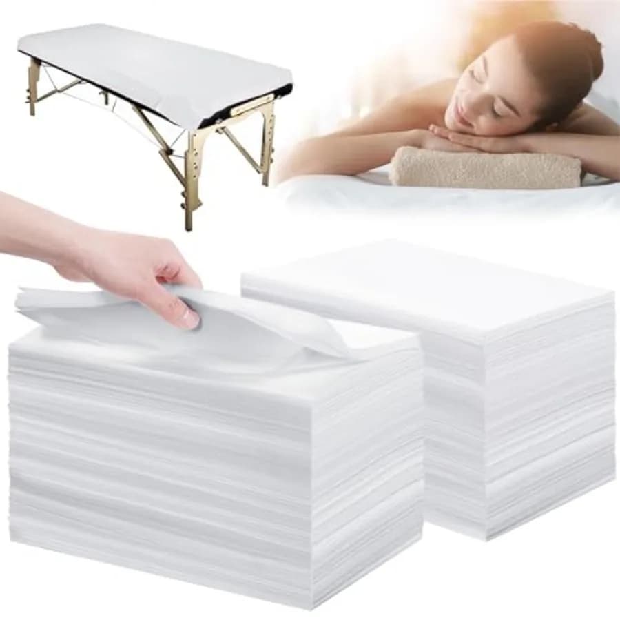 Lenzuola Monouso 79x180 cm per Lettino da Massaggio, in Tessuto Non Tessuto, Traspiranti, per SPA, Massaggi, Estetica, Tatuaggi, Bianche