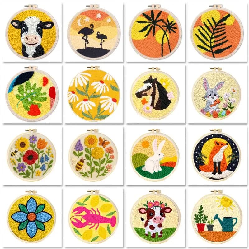 GATYZTORY DIY Punch Needle Embroidery Kits Craft Rug for Starter Kits with Stamped Needlework Package Yarn and Embroidery Needle