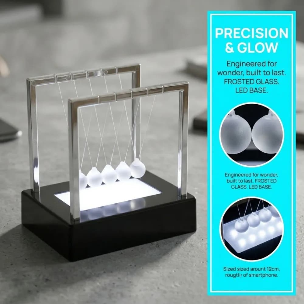 Desk Toys Colorful LED Light Pendulum Exquisite Appearance Glass Balance Balls LED Pendulum Home Science