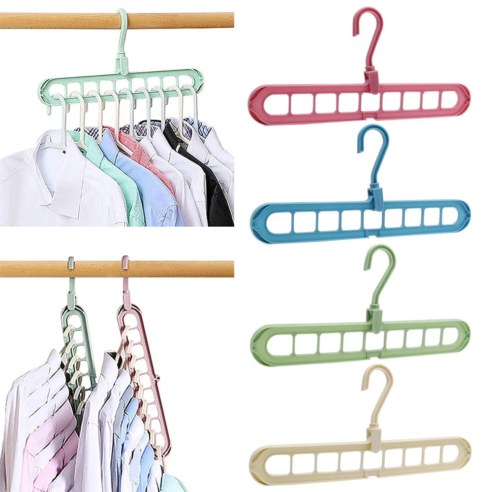 1 pz 9-Fori Armadio Rack di Stoccaggio Multifunzionale Pieghevole Vestiti Stendino di Stoccaggio Appendiabiti Salvaspazio Appendiabiti