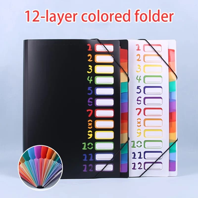 Organizzatore di Documenti A4 Rainbow, Cartella Portadocumenti Grande Capacità Stile Coreano, Forniture per Ufficio Semplici