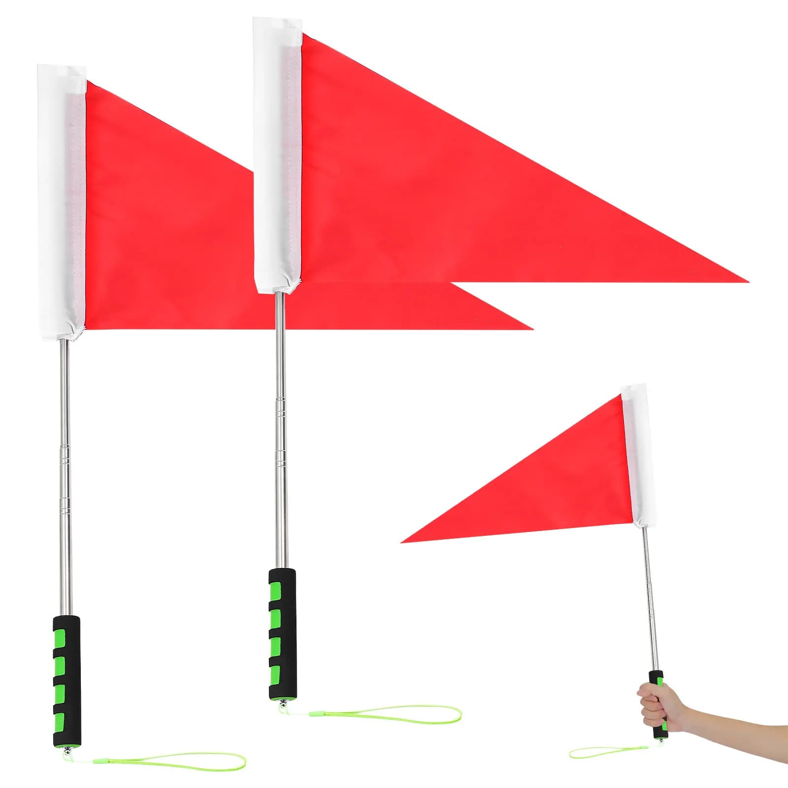 2Pcs Handheld Guide Flag Bright Vibrant Detachable Telescopic Pole for School Outings Sports Training Traffic