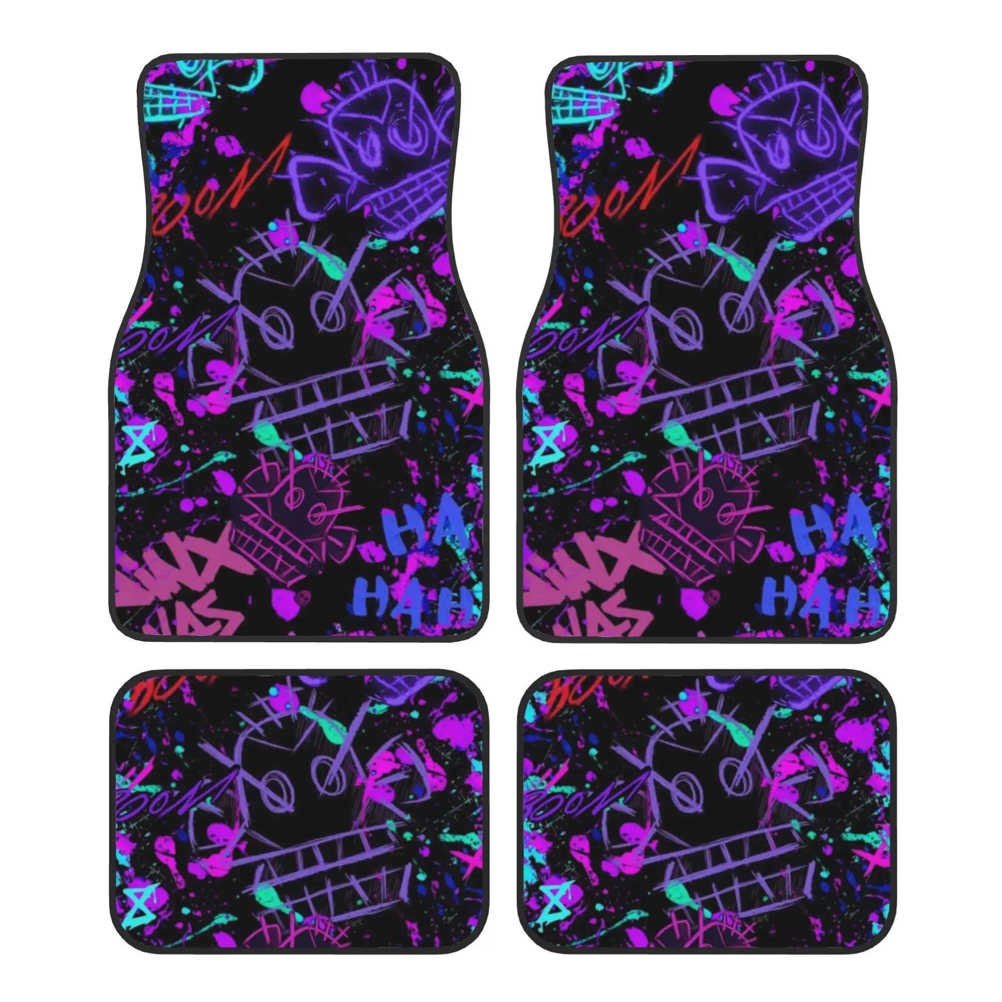 Tappetini per Auto Anime Jinx Monkey, Set da 4 Pezzi in Velluto Cristallo Antiscivolo, Tappeti Universali per Auto, Anteriori e Posteriori