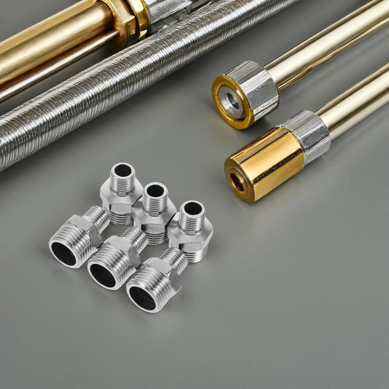 Set di 6 Adattatori Filettati in Acciaio Inox, Connettori per Tubi da Giardino e Sistemi Idrici Industriali, Filettatura di Precisione