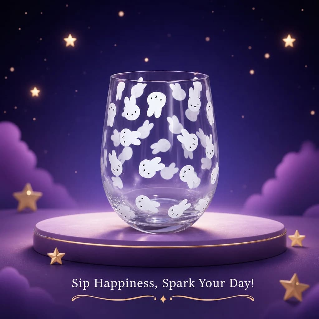 Cute Miffy Rabbit Printed Glass Tumbler Large Capacity Water Cup for Hot Tea Milk Coffee Juice Wine Gift for Best Friend