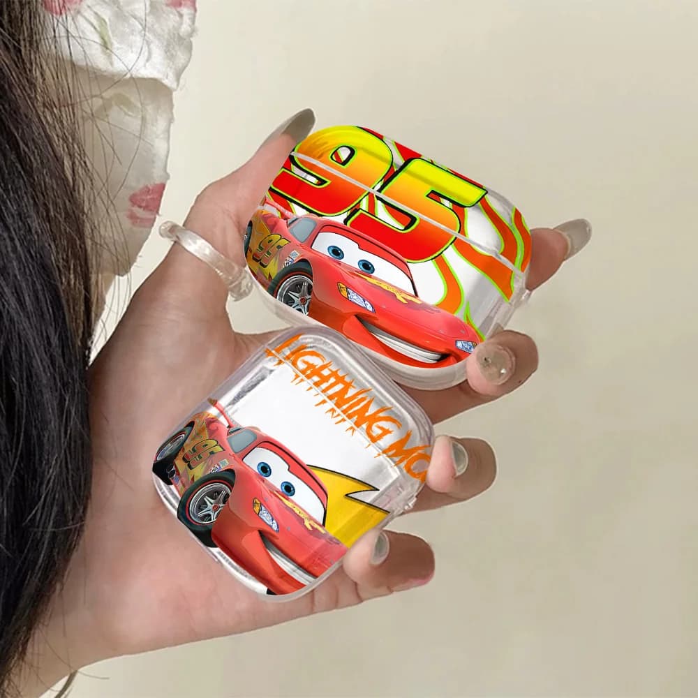 Coo Cartoon Cars M-McQueens Translucent Silicone Case for Airpods 4 3 Pro 2 1 Wireless Earphone Headphone Pro2 Protective Covers
