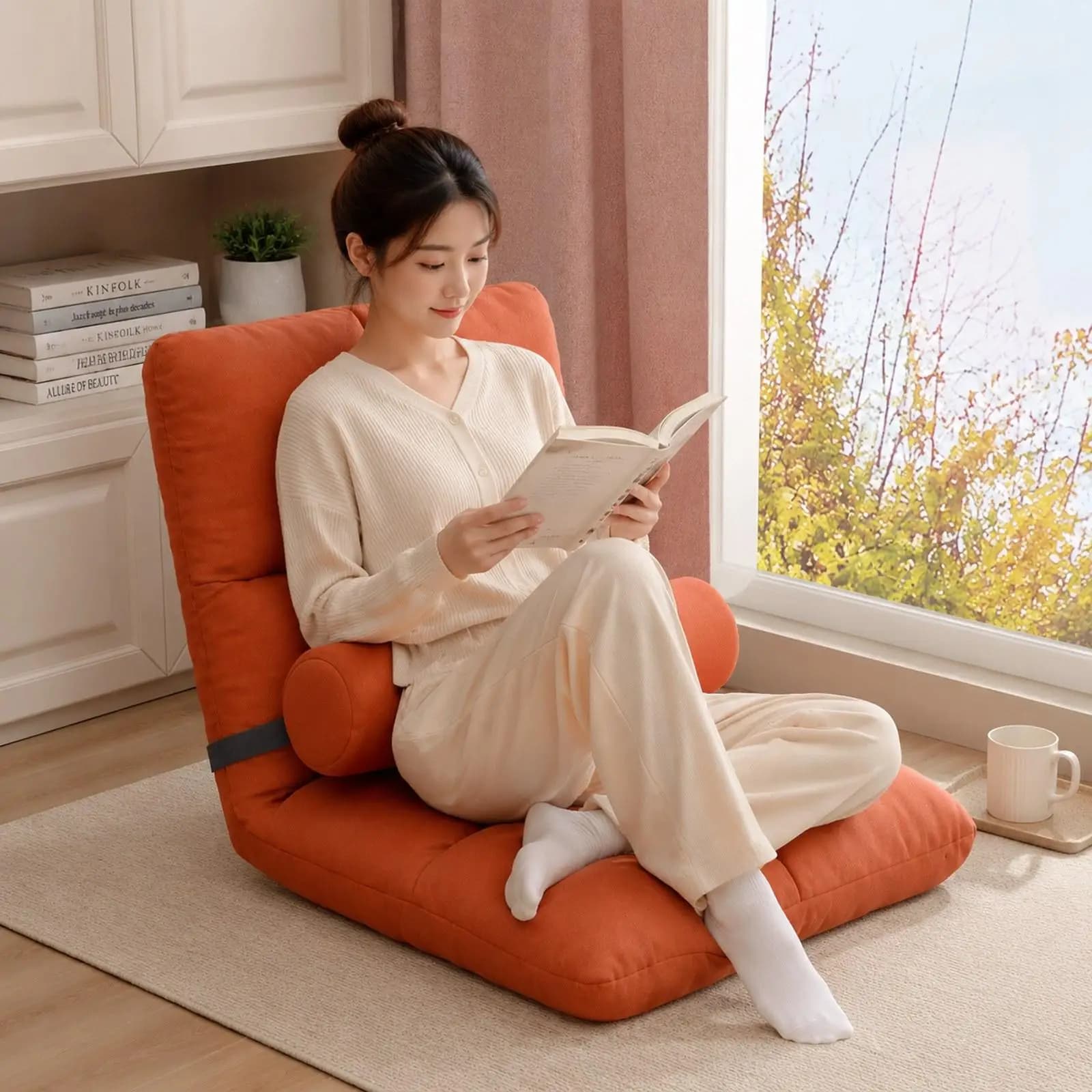 Floor Chair with Back Support, Lazy Sofa Chair, Living Room Gaming Bedroom with 5 Position, Folding Floor Gaming Chairs