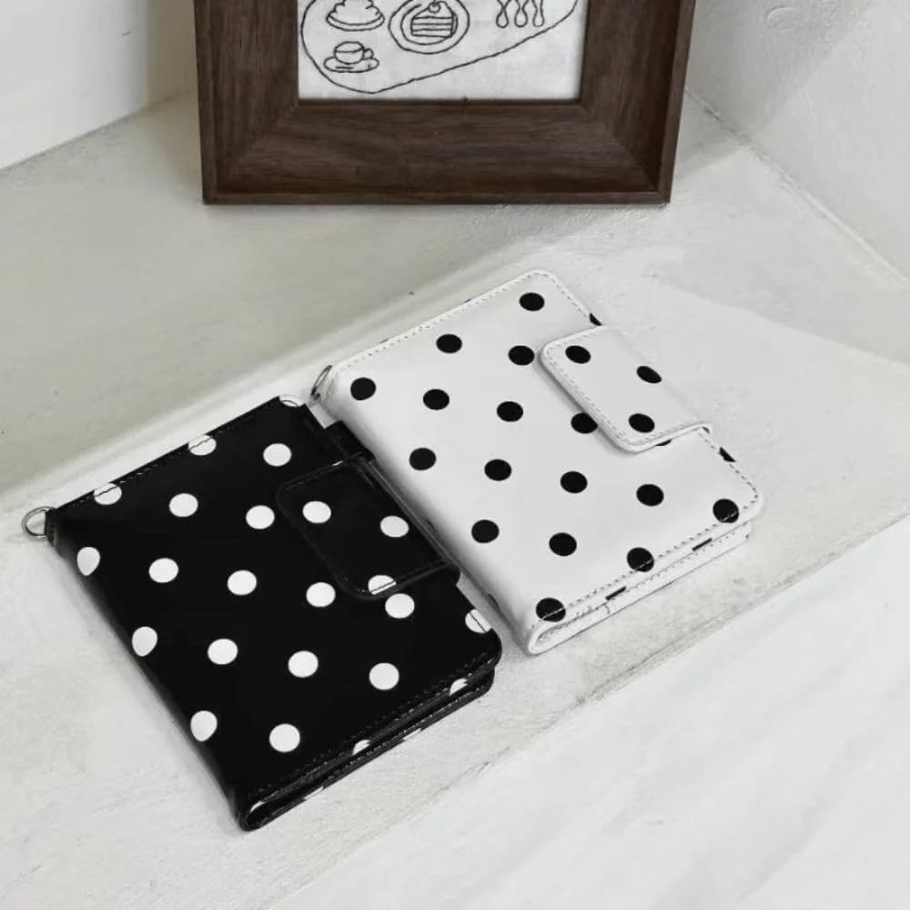 Multifunctional Polka Dot Passport Holder Multi-Card Slot Black White Card Storage Bag Lightweight Slim Design