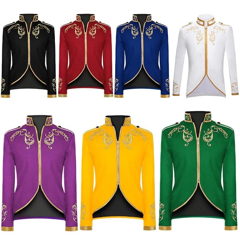 Halloween Men's Jacket Court Prince Embroidery Sport Role-playing Stage Performance Costume Polyester Fiber 100% Online Sales