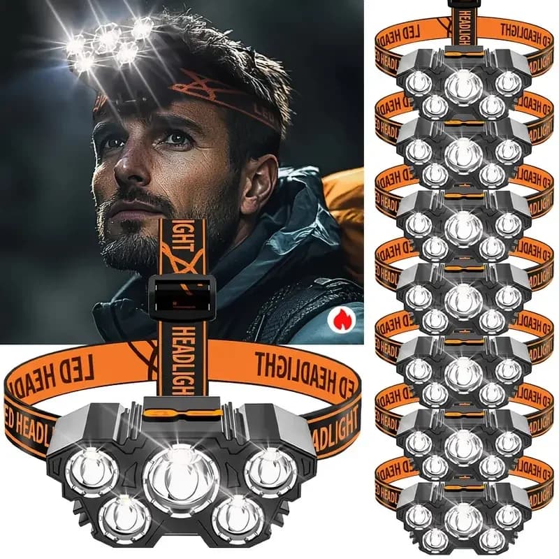 5 LED portable front lamp with built-in battery, rechargeable, front lamp for travel, camping, fishing, hunting