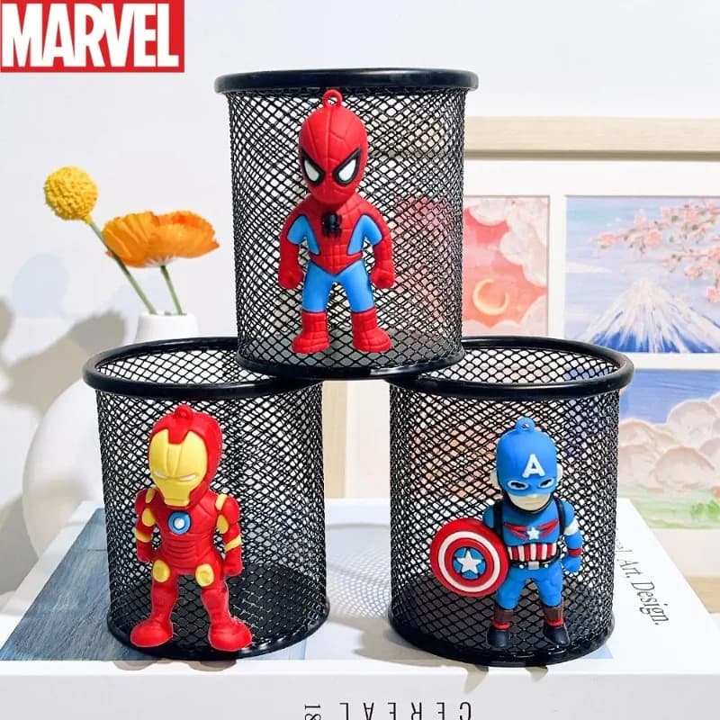 Portapenne Creativo Marvel Spiderman Captain America Iron Man, Porta Pennelli Multifunzionale a Forma di Cartone Animato, Regalo