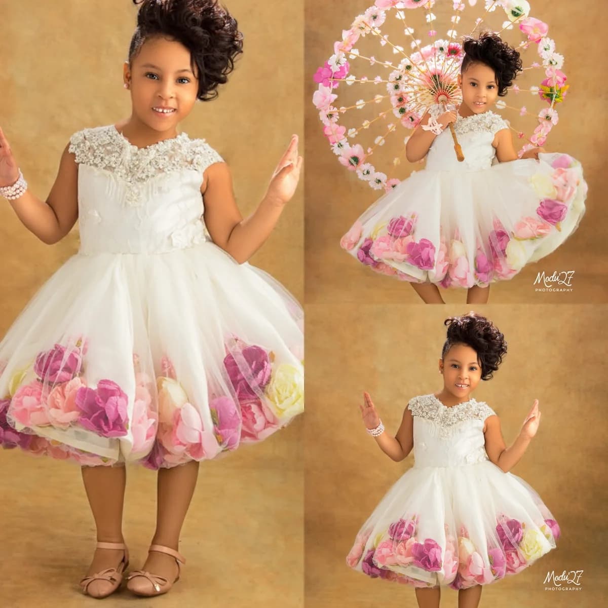 Bellissimi abiti da ragazza di fiori per matrimonio Abito da festa per abiti da compleanno floreali in pizzo con perline personalizzati