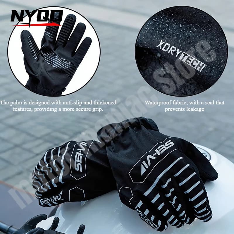 Waterproof and Windproof Motorcycle Gloves with Touch Screen Protection for Delivery Services Drivers and Electric Bikes, Intended Rain Protection