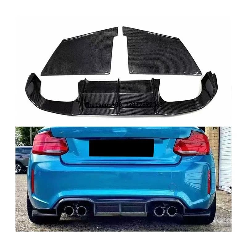 For M2/M2C F87 2016-2022 Dry Carbon Fiber Rear Diffuser & Bumper Lip Bolt-On Universal Fitment Includes Mounting Hardware