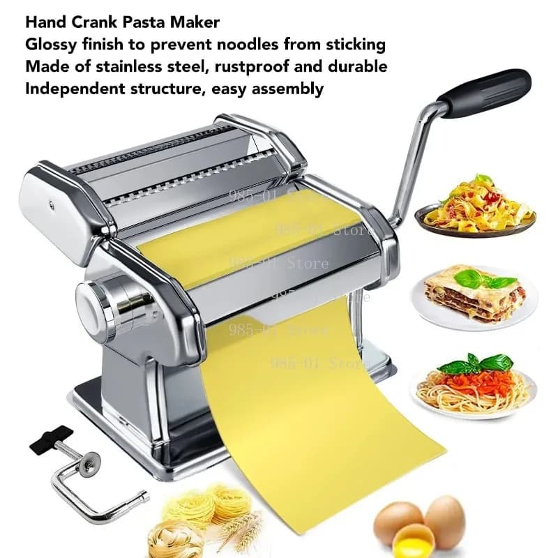 7 Thickness Settings Pasta Maker Hand Crank Noodle Machine 0.5-2.5mm Stainless Steel Dough Roller