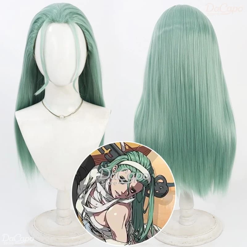 Cosplay Wig A.B.A. Women's Guilty Gear, Green Long Hair, for Halloween, Carnival, Hair Accessories Heat Resistant