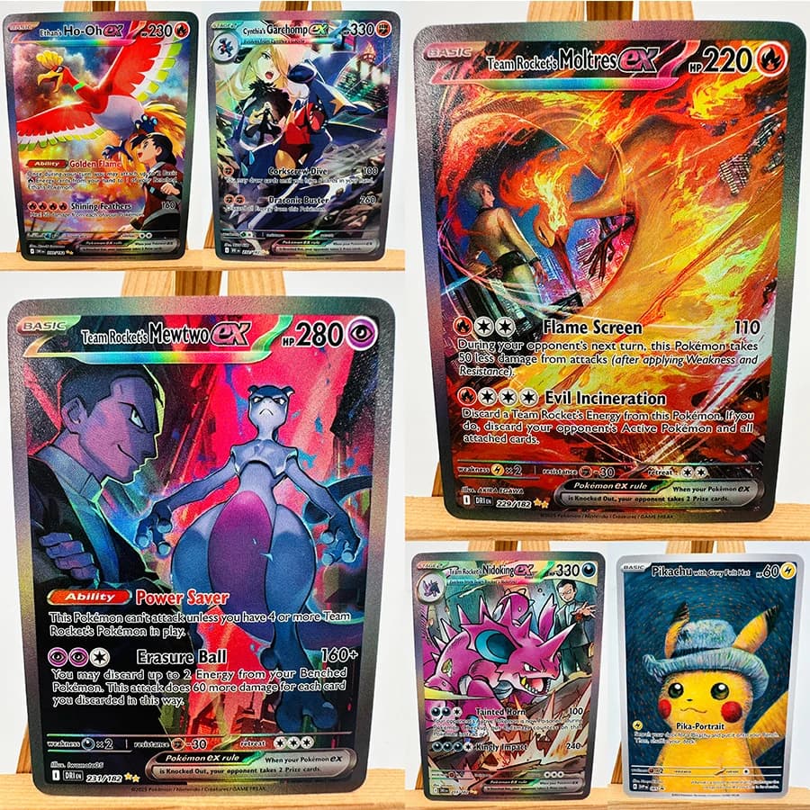PTCG DRI Ho-Oh Team Rocket Nidoking MewtwoToys Hobby Hobby Collezionismo Gioco Collezione Anime Carte