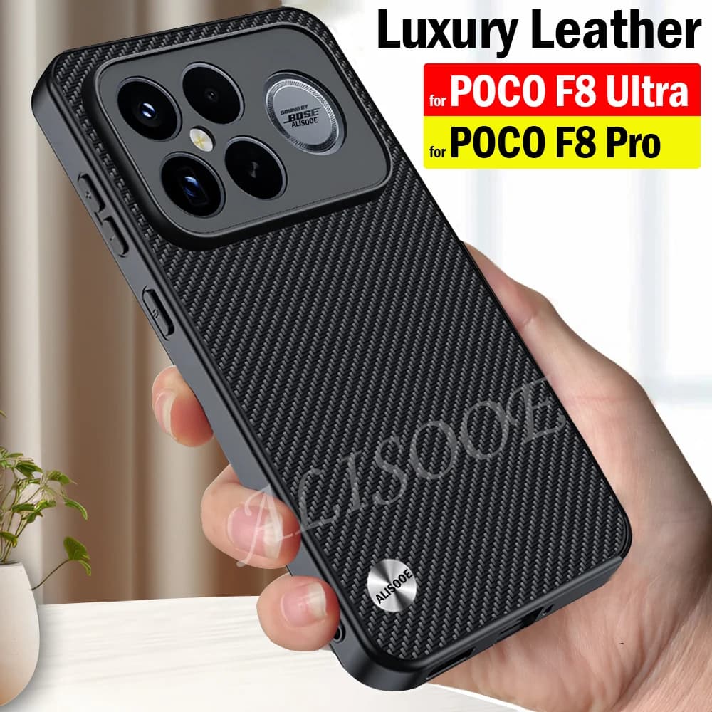 Custodia Protettiva in Pelle PU con Texture in Fibra alla Moda per POCO F8 Ultra / POCO F8 Pro F7 F6 X8 Pro Max