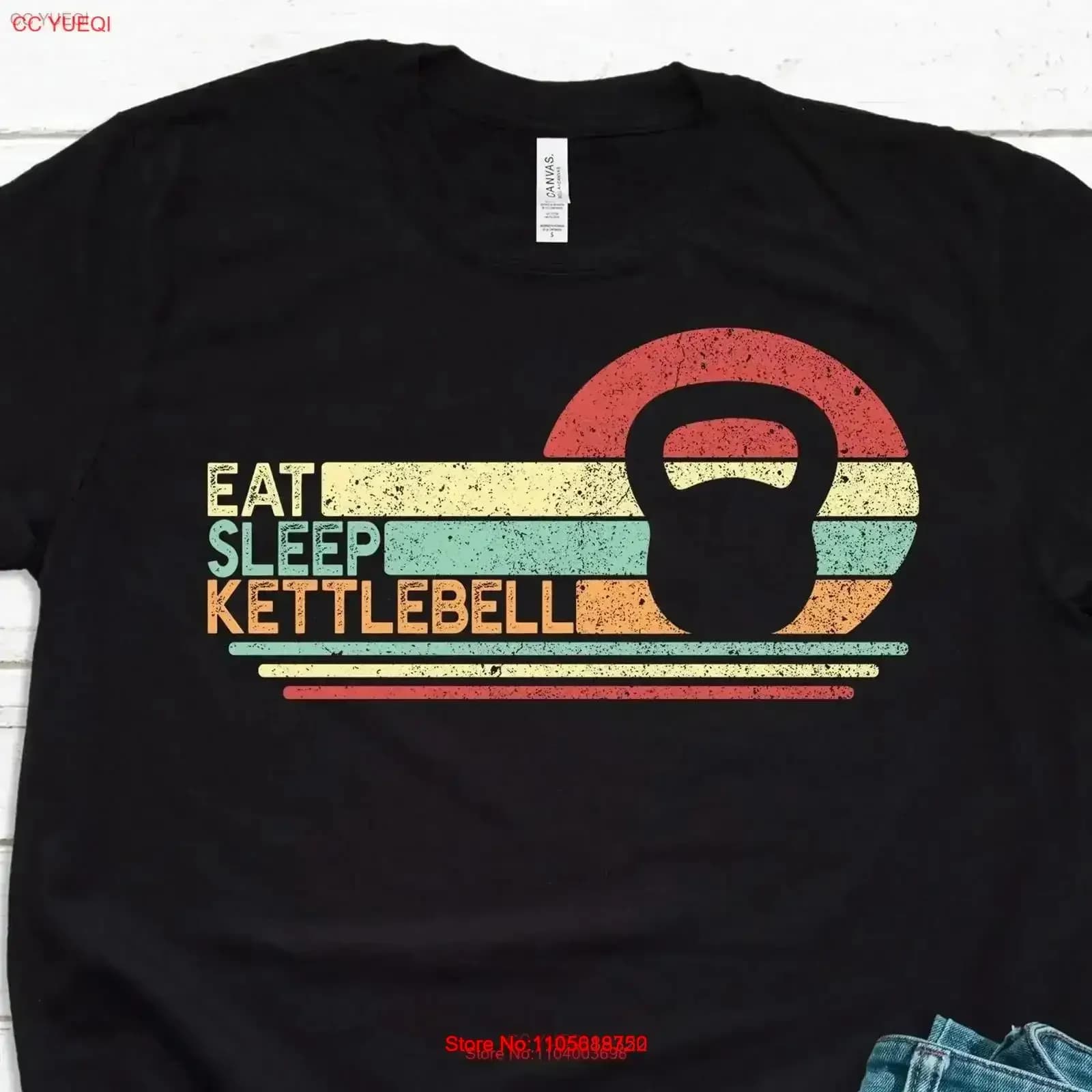 Eat Sleep Kettlebell T shirt Funny WorkouT Fitness Kettle Bell Clothes vintage Washed Stylish Casual Slightly homme Soft