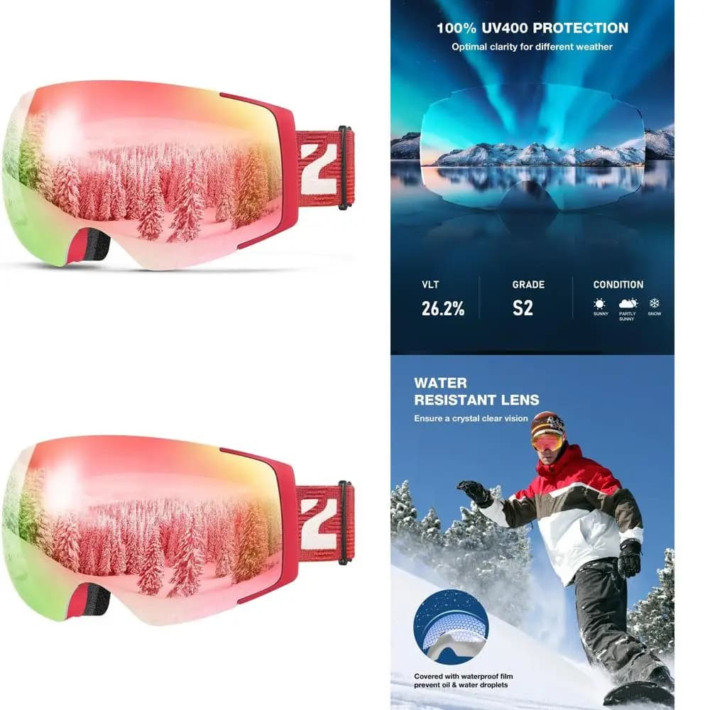 Occhiali da Sci con Lenti Magnetiche - Occhiali da Sci Unisex per Adulti con Protezione UV
