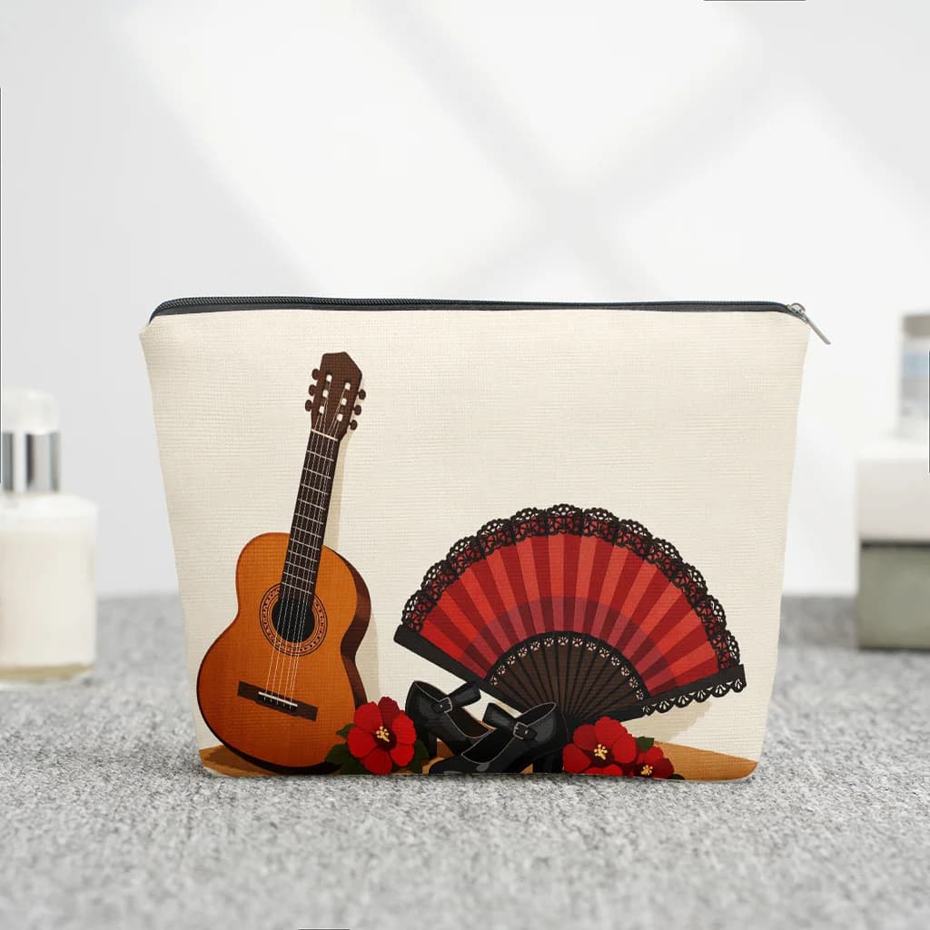 Borsa per il Trucco con Motivo Floreale Rosso e Scarpa - Pochette Multifunzionale con Cerniera per Donne, Perfetta Borsa da Viaggio con Cerniera, Divertente Regalo di Compleanno
