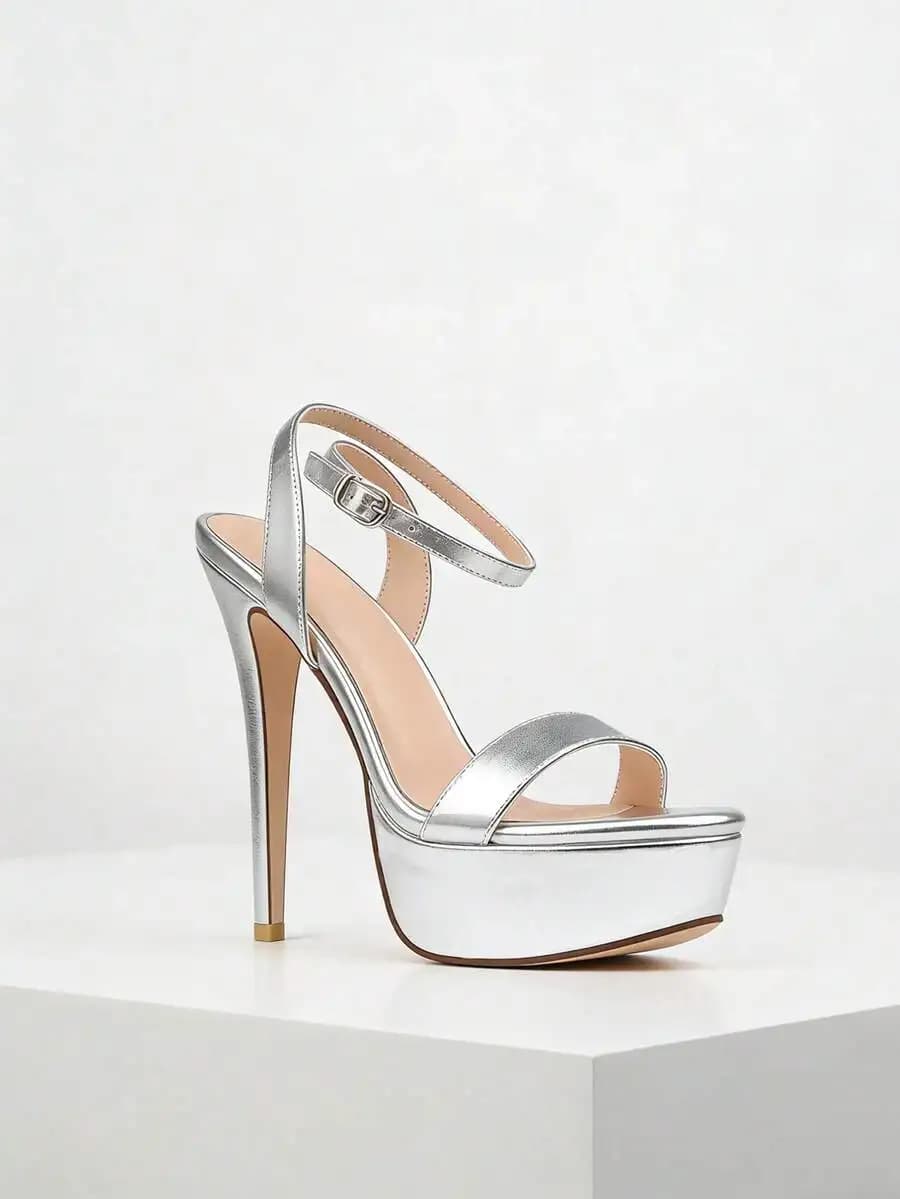 Elegant Platform High Heel Women Open Toe Stiletto Sandals Ankle Buckle Strap Dress Pumps For Party Wedding