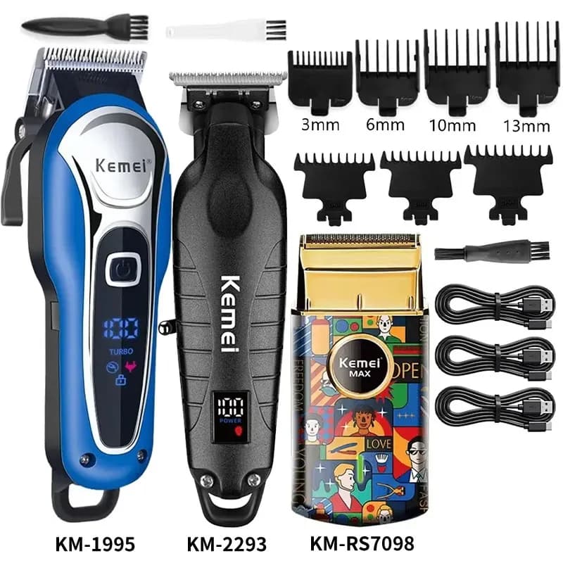 Kemei Haircuts Km-1995 Km-2293 Km-RS7098, Professional Hair Cutting Machine, Wireless Rechargeable Razor for Barbiere