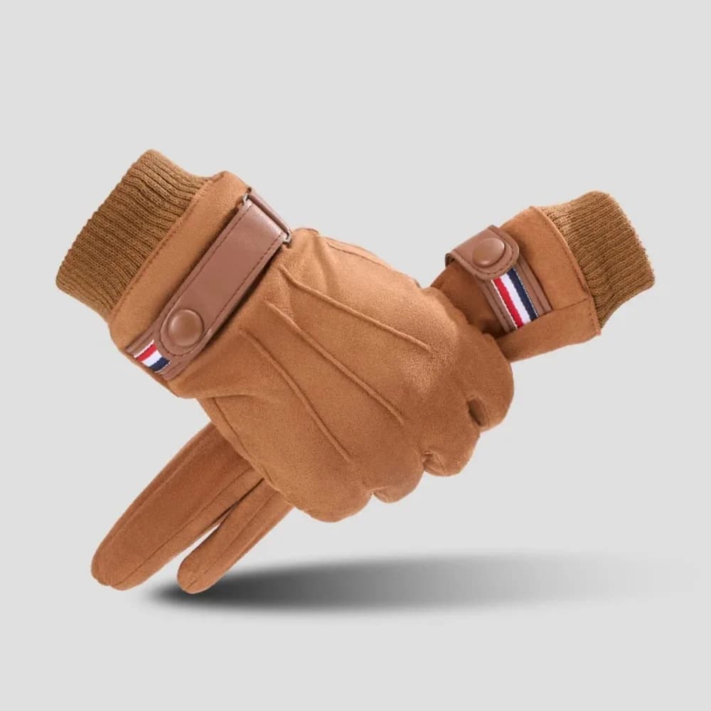 Men's Suede Leather Cycling Gloves, Winter Gloves Expenditure for Hiking, Touch Screen, Hot and Soft for Motorcyclists and Delivery