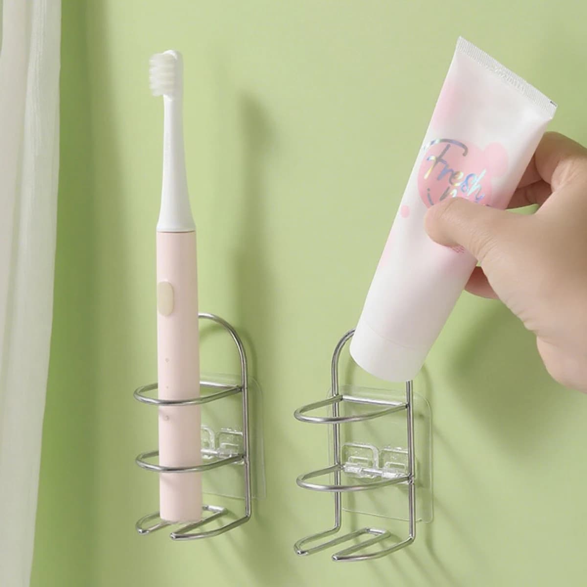 Stainless Steel Electric Toothbrush Holder Wall Self-adhesive Support for Toothbrush Shelves Iron Face Cleaner