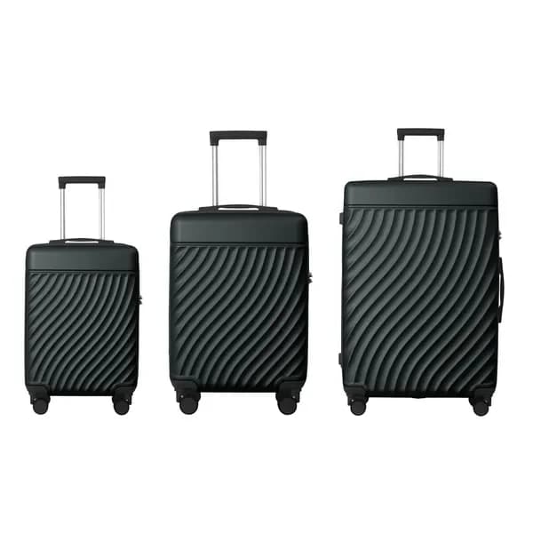 Set di valigie rigide in ABS da 3 pezzi con ruote girevoli TSA Lock (20''/24''/28'') Verde scuro