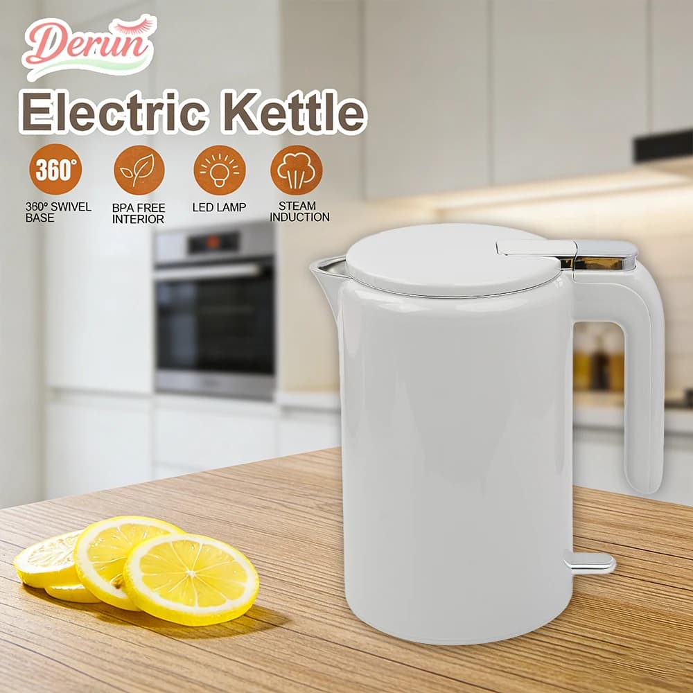 2,0 liters 304 stainless steel electric kettle, double-layer anti-coating kettle with automatic shutdown and protection against dry boiling