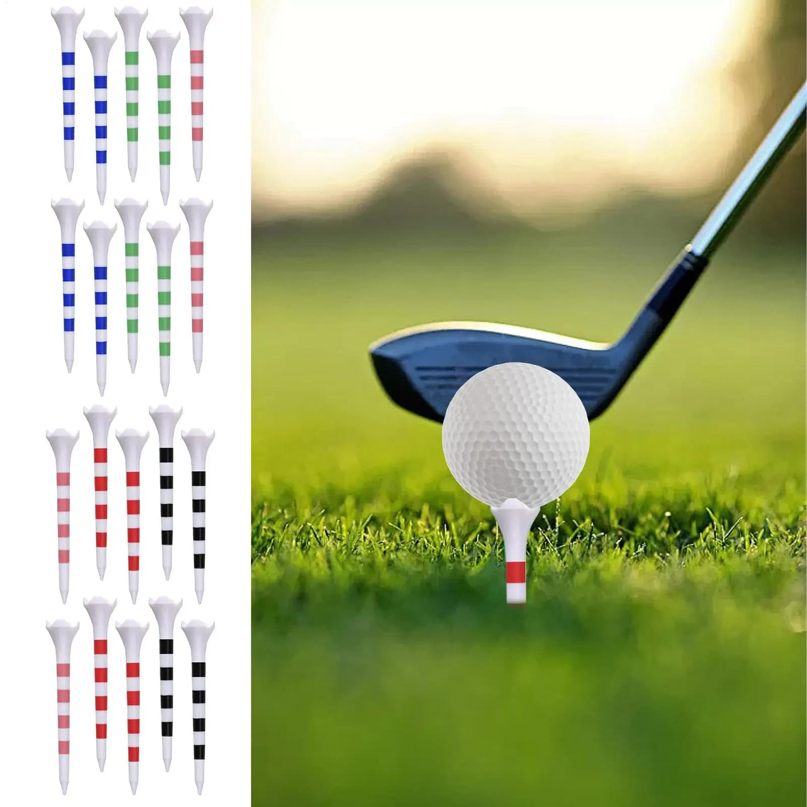 Corso Simulatore di magliette da golf Palline da golf T-shirt da allenamento a righe 20 pezzi Porta palline per sport Donna Uomo Padre