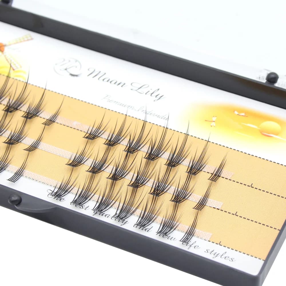 Moonlily Natural Soft Individual Lash Extension Clusters Extension ciglia ciglia russe ciglia finte segmentate a coda di rondine fai da te