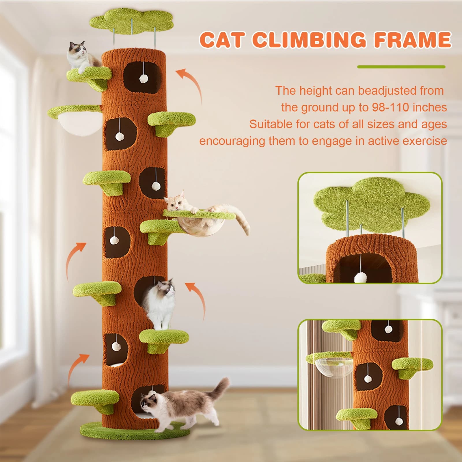 Grande Albero per Gatti Forest con Tiragraffi, Torre per Gatti Moderna Super Grande per Gatti da Interno Adulti