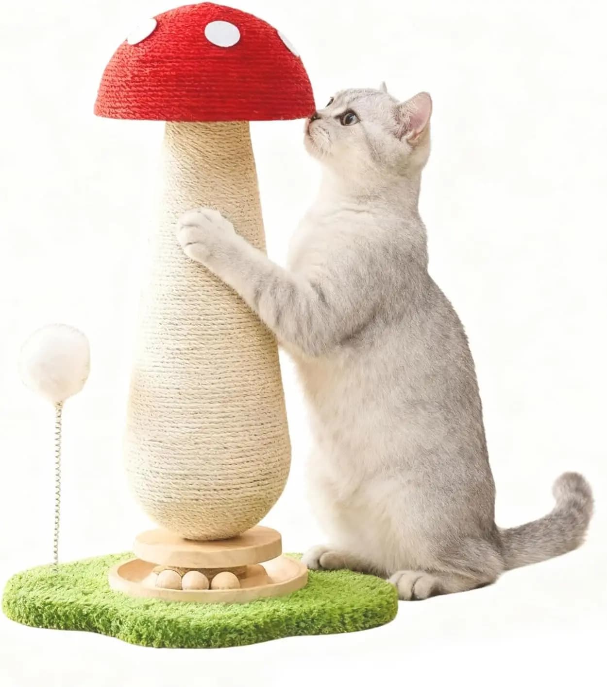 Torre Tiragraffi per Gatti - Tiragraffi da Interno per Felini Adulti, Albero Gioco per Gatti con Pista per Palline al Catnip e Palla di Pelliccia a Molla