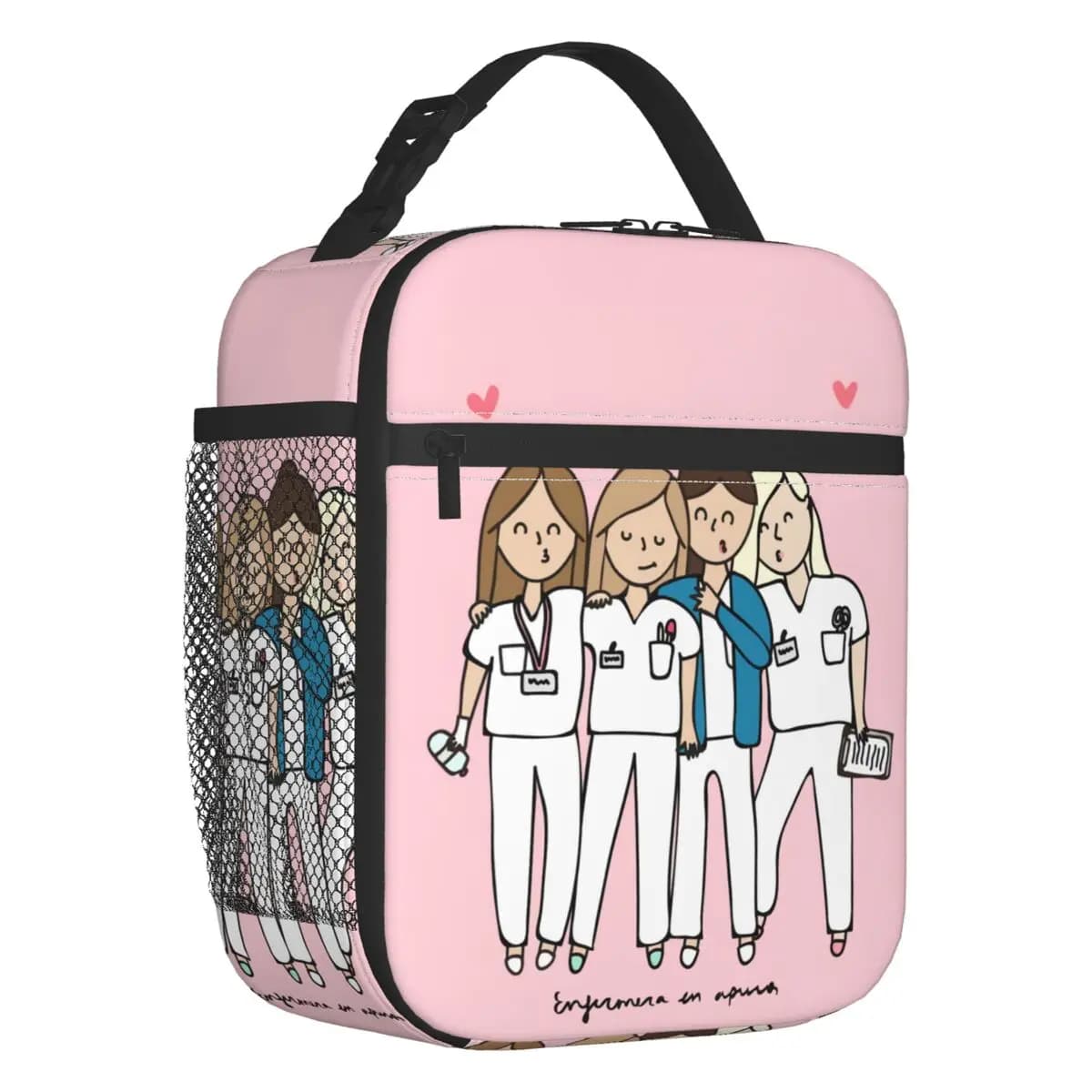 Borsa per il pranzo riutilizzabile con isolamento termico stampato per infermiere medico da donna personalizzata per cartoni animati per bambini Bento Box per alimenti multifunzione