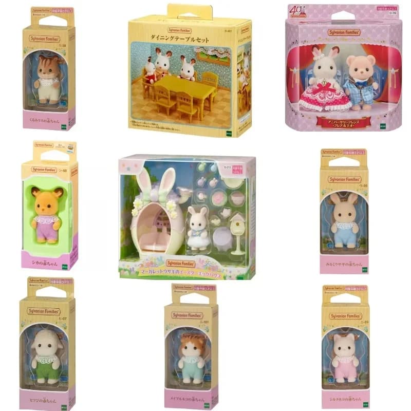 Sylvanian Families Blind Keychain Aceessories Figures Original Toys for Boys Baby Single Series Ternuries Kitchen Set Kids Toys