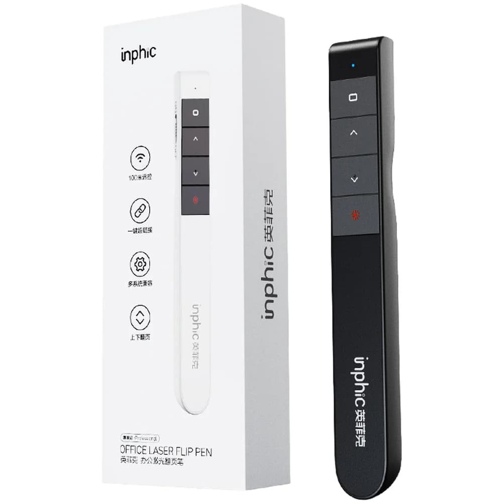 Wireless Inphic PL1 pointer for Change Page with Bright Light and Quick USB Charging for Presentations on PC, Laptop and Tablet