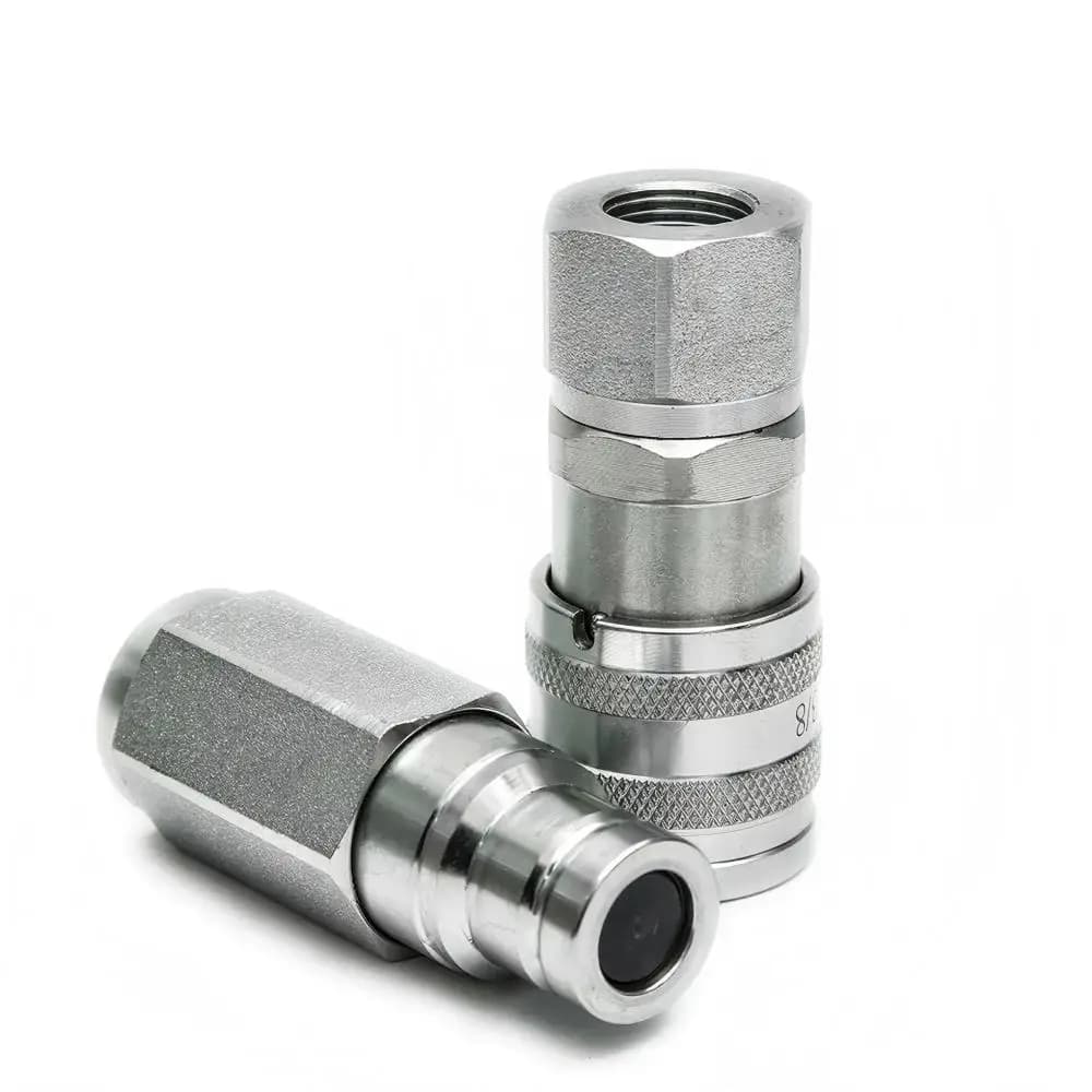 7246777 7246790 Flat Face Type 1/2 Inch 34 SAE Thread Hydraulic Quick Coupling Compatible with Bobcat Loaders